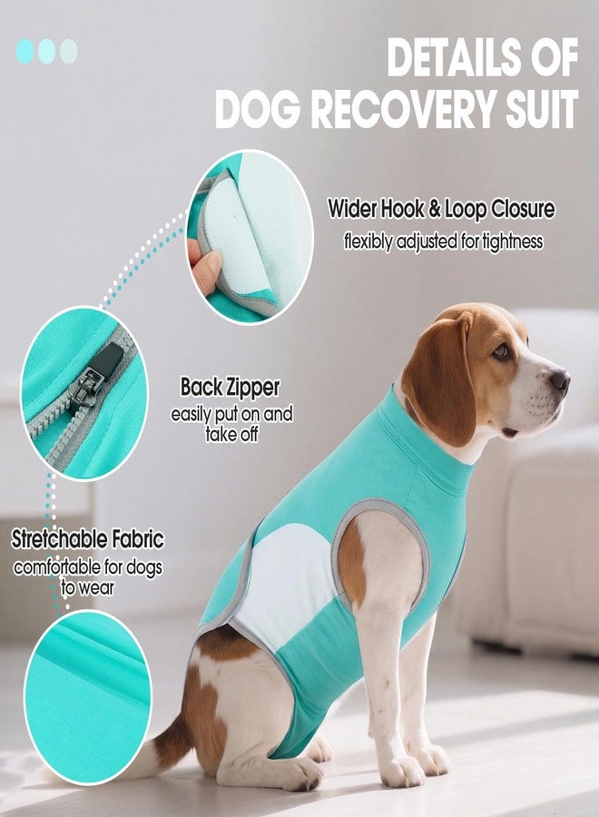 IDOMIK Dog Surgery Recovery Suit for Female Male Dogs, Breathable Dog Recovery Suit with Back Zipper, Protective Pet Surgical Onesie Anti Licking Abdominal Wounds, E-Collar Cone Alternative,Green,XL - Image 2