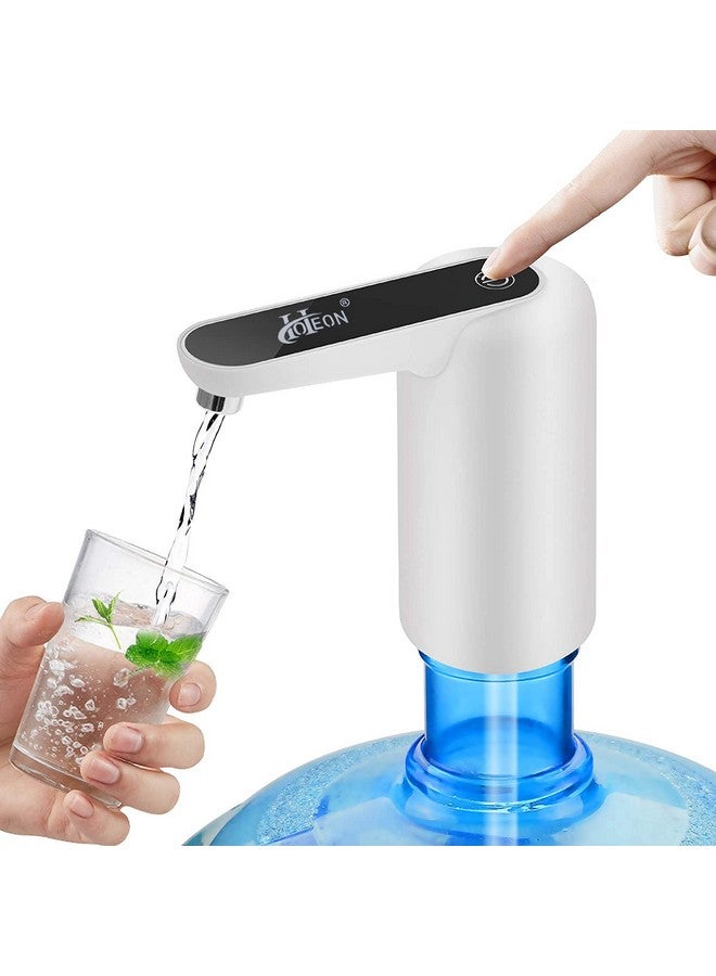 Hoteon Automatic Water Dispenser Pump, USB Rechargeable Drinking Water Pump for 20 Litre Bottle Can, Retention and Portable Water Pump Home, Office, Camping, Party (White) - Image 1