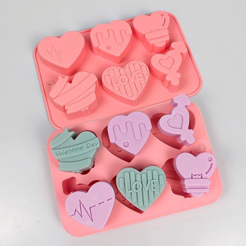 EDUEE Heart Mold Silicone Chocolate Molds Valentine Candy Molds Heart Shape for Soap Ice Cube Resin Expoxy Jelly Wax Pack of 2 - Image 4