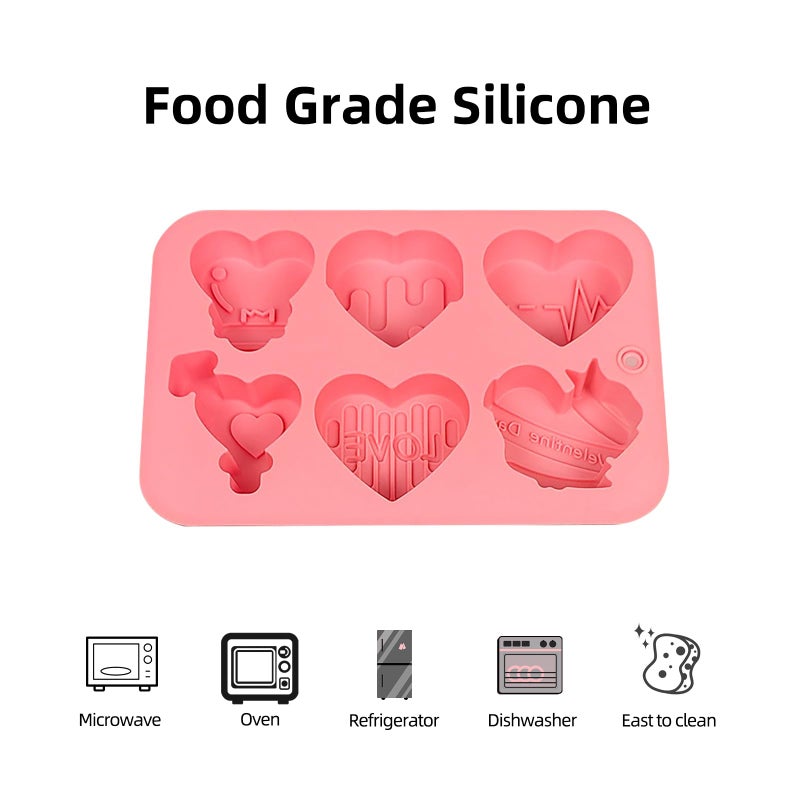 EDUEE Heart Mold Silicone Chocolate Molds Valentine Candy Molds Heart Shape for Soap Ice Cube Resin Expoxy Jelly Wax Pack of 2 - Image 3