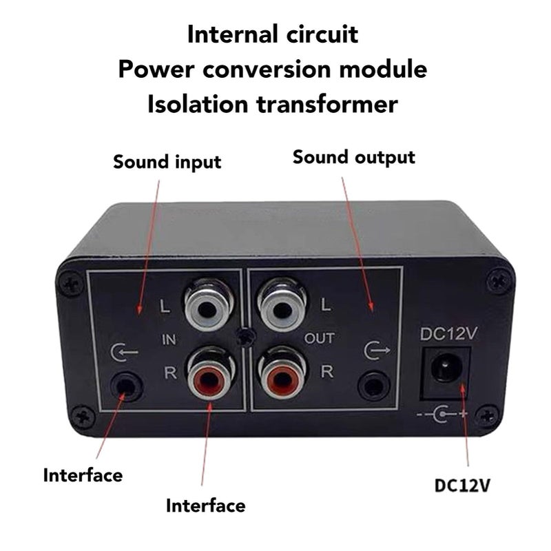 Dual Channel Isolation Amplifier 20dB Gain 3.5mm Audio Preamplifier for Common Ground - Image 4