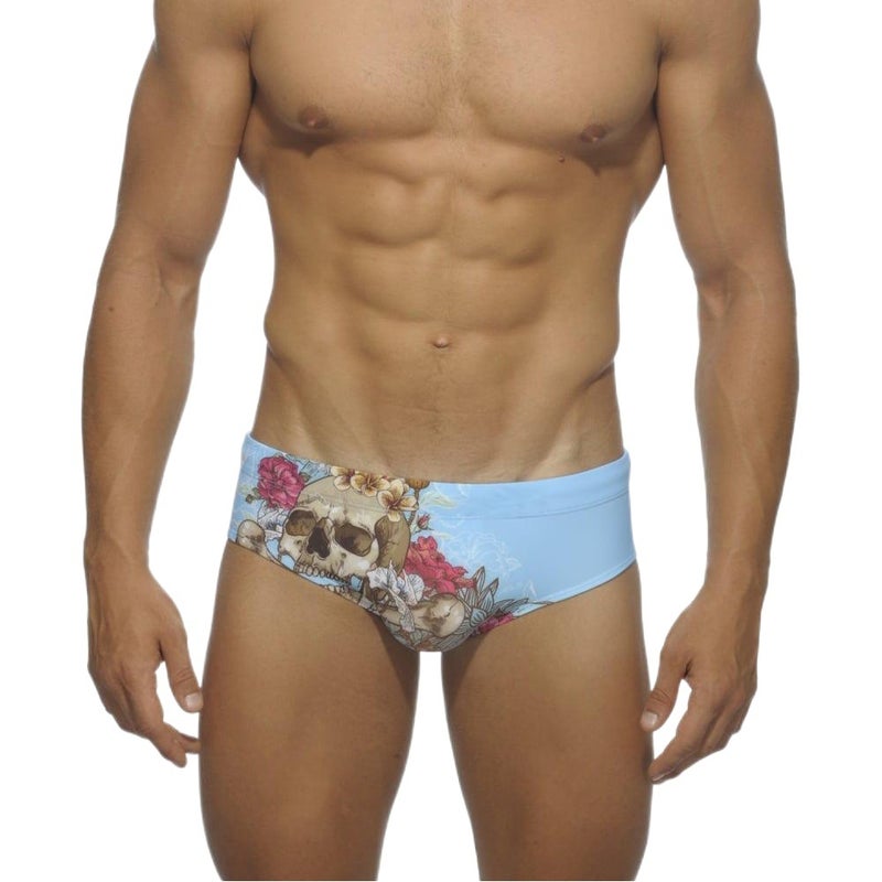 New Men''s Triangle Swimming Trunks Sexy Fashion Anti-running Light Printing Foreign Trade Large Size Professional Swimming Suit Briefs for Men - Image 2