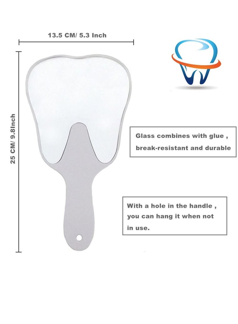 Small Surface Mirror with Handle Tooth-Shaped Handheld Mirror Cute Makeup Mirror Portable Mirror (White)