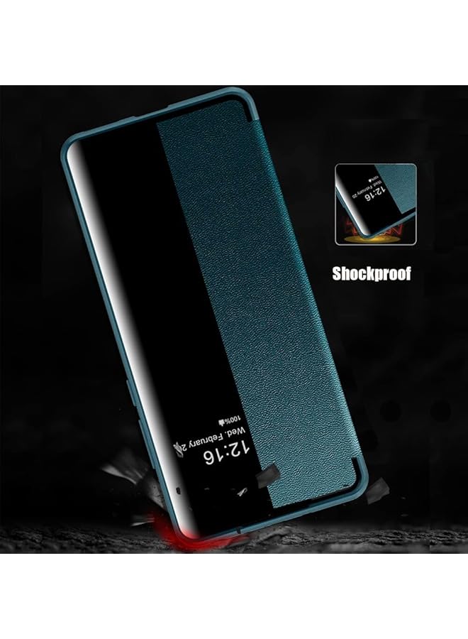 erorex Case For Honor Magic 4 Pro 5G Luxury Window View Flip Leather Case Stand Full Protection Soft Shell Magnetic Leather Shell Phone Cover For Magic 4 Pro Magic 4 Pro 5G Green - Image 4