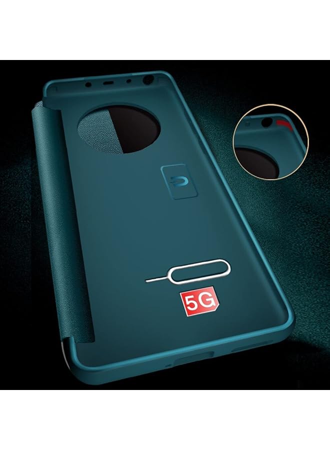 erorex Case For Honor Magic 4 Pro 5G Luxury Window View Flip Leather Case Stand Full Protection Soft Shell Magnetic Leather Shell Phone Cover For Magic 4 Pro Magic 4 Pro 5G Green - Image 2