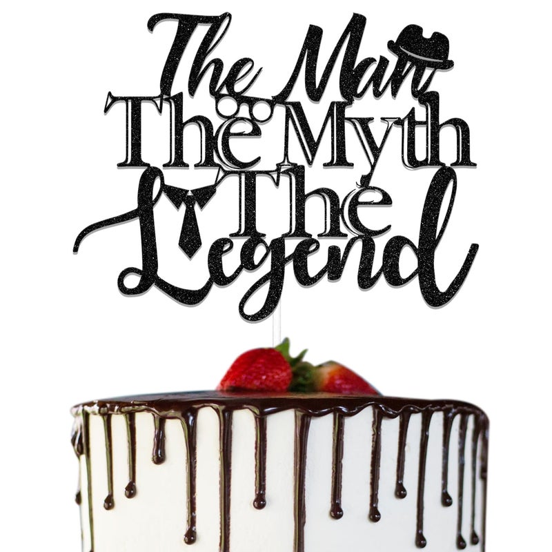 WFKLDF The Man The Myth The Legend Cake Topper Happy Birthday Dad Cake Topper Happy Fathers Day Decorations Dad Retirement Dcorations Supplies Black - Image 2