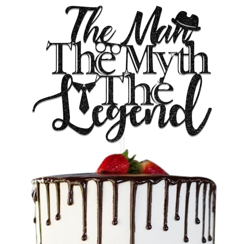 WFKLDF The Man The Myth The Legend Cake Topper Happy Birthday Dad Cake Topper Happy Fathers Day Decorations Dad Retirement Dcorations Supplies Black - Image 1