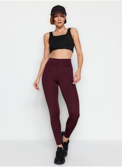 trendyol Dark Cherry Wide Waist Elastic Extra Compression Full Length Knitted Sports Leggings TWOAW21TA0029  - Image 2