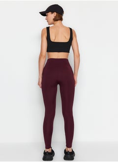 trendyol Dark Cherry Wide Waist Elastic Extra Compression Full Length Knitted Sports Leggings TWOAW21TA0029  - Image 5