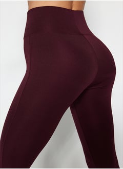 trendyol Dark Cherry Wide Waist Elastic Extra Compression Full Length Knitted Sports Leggings TWOAW21TA0029  - Image 4