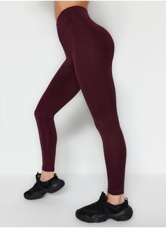 trendyol Dark Cherry Wide Waist Elastic Extra Compression Full Length Knitted Sports Leggings TWOAW21TA0029  - Image 3