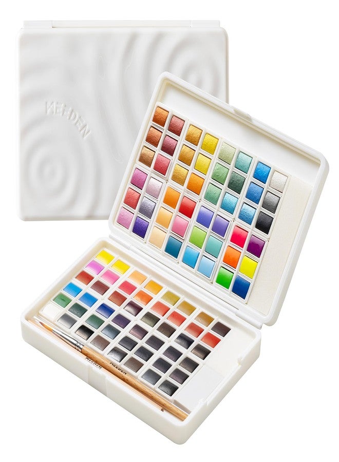 MEEDEN Watercolor Paint Set 96 Colors in Portable Box, Paint Kit with Brush, Palette, Art Supplies, Customizable Color Blocks, Bright Watercolors Travel Set for Adult Teens Beginner Amateur Artists - Image 1