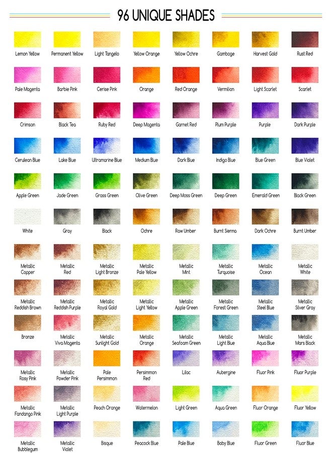 MEEDEN Watercolor Paint Set 96 Colors in Portable Box, Paint Kit with Brush, Palette, Art Supplies, Customizable Color Blocks, Bright Watercolors Travel Set for Adult Teens Beginner Amateur Artists - Image 3