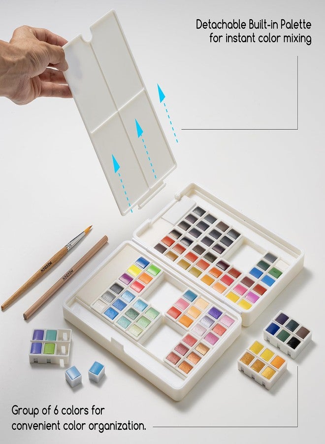MEEDEN Watercolor Paint Set 96 Colors in Portable Box, Paint Kit with Brush, Palette, Art Supplies, Customizable Color Blocks, Bright Watercolors Travel Set for Adult Teens Beginner Amateur Artists - Image 5