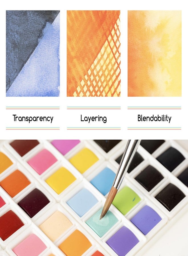MEEDEN Watercolor Paint Set 96 Colors in Portable Box, Paint Kit with Brush, Palette, Art Supplies, Customizable Color Blocks, Bright Watercolors Travel Set for Adult Teens Beginner Amateur Artists - Image 4