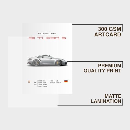 CodersParadise Porsche 911 Turbo S Wall Poster Frames | Aesthetic A4 Poster Frames For Home, Living Room, Bedroom and Office | Wall Frames Artworks | Hanging Theme Posters - Image 2