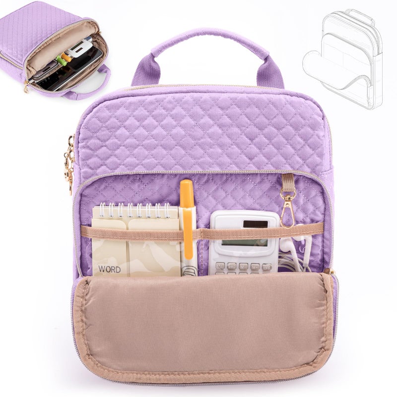 APOFFICE Book Sleeve with Zipper Book PouchQuilted Book Carrier Book Covers for Book LoversMultiPocket Book Protector Case for HardcoverBook Accessories Bible Bags for Bible Study Supplies AA Books - Image 2