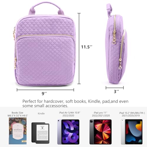 APOFFICE Book Sleeve with Zipper Book PouchQuilted Book Carrier Book Covers for Book LoversMultiPocket Book Protector Case for HardcoverBook Accessories Bible Bags for Bible Study Supplies AA Books - Image 3