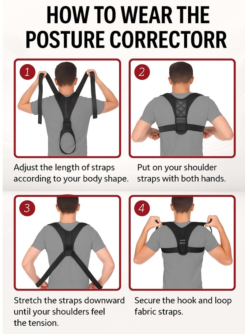 Posture Corrector Ergonomic Back Support Brace - Best for improving posture, helps relieve back pain, and adjusts the spine, neck and shoulders, helps relieve pain for women and men - Image 5