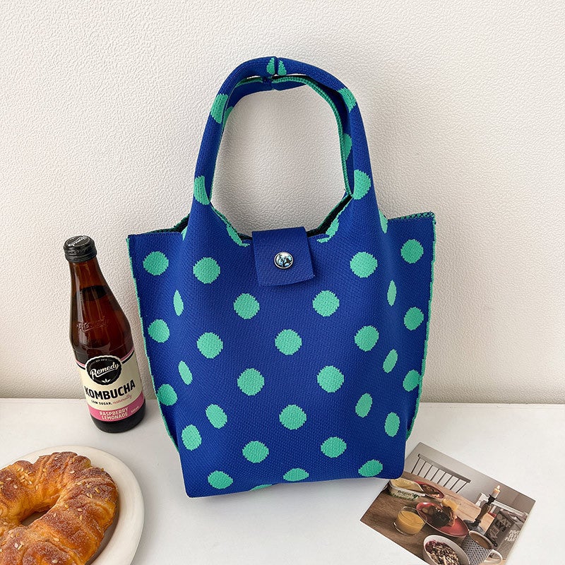 Colorful Dot Knitted Hand Bag Women'S Large Capacity Commuting Underarm Bag Fashionable All-Match Storage Wrist Bag Trendy - Image 1