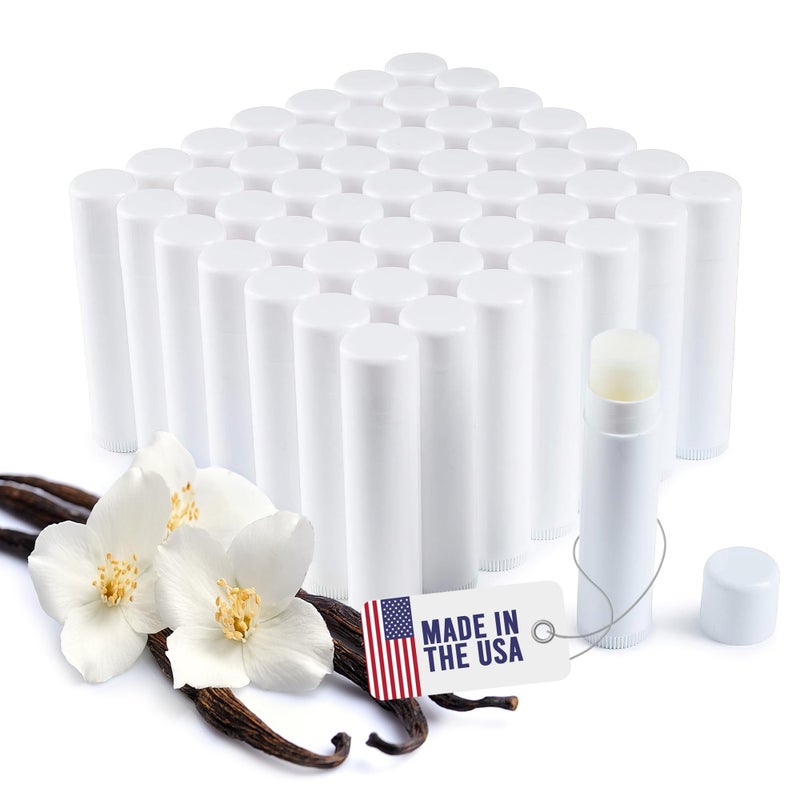 Bella Donna Lip Balm Bulk Unlabeled  Made in USA Bulk Chapstick  Natural Ingredients Vitamin E Shea Butter  Custom Chapstick Bulk For Party  Wedding Favors 50 Count Vanilla