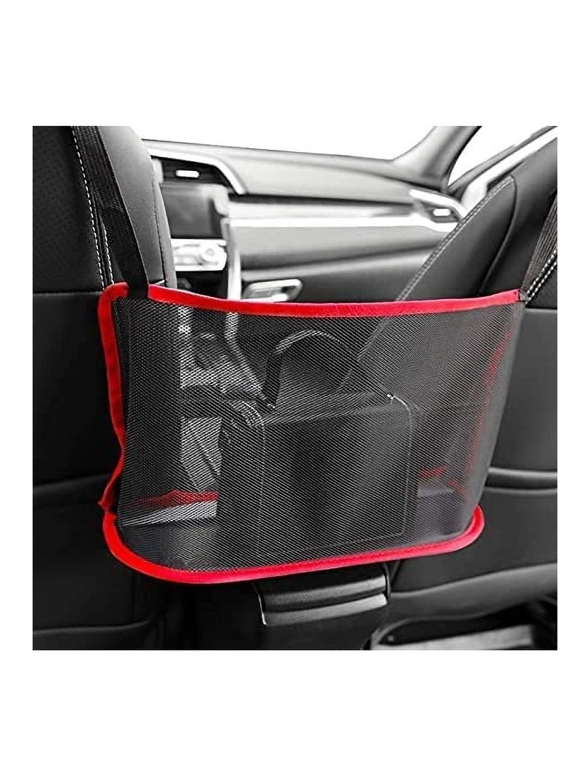 Excefore Car Net Pocket Handbag Holder Between Seats, Car Storage Netting Pouch for Purse Storage Phone Documents Pocket, Large Capacity Car Net Bag Barrier of Back Seat Pet Kids Helps To Safe Driving  - Image 1