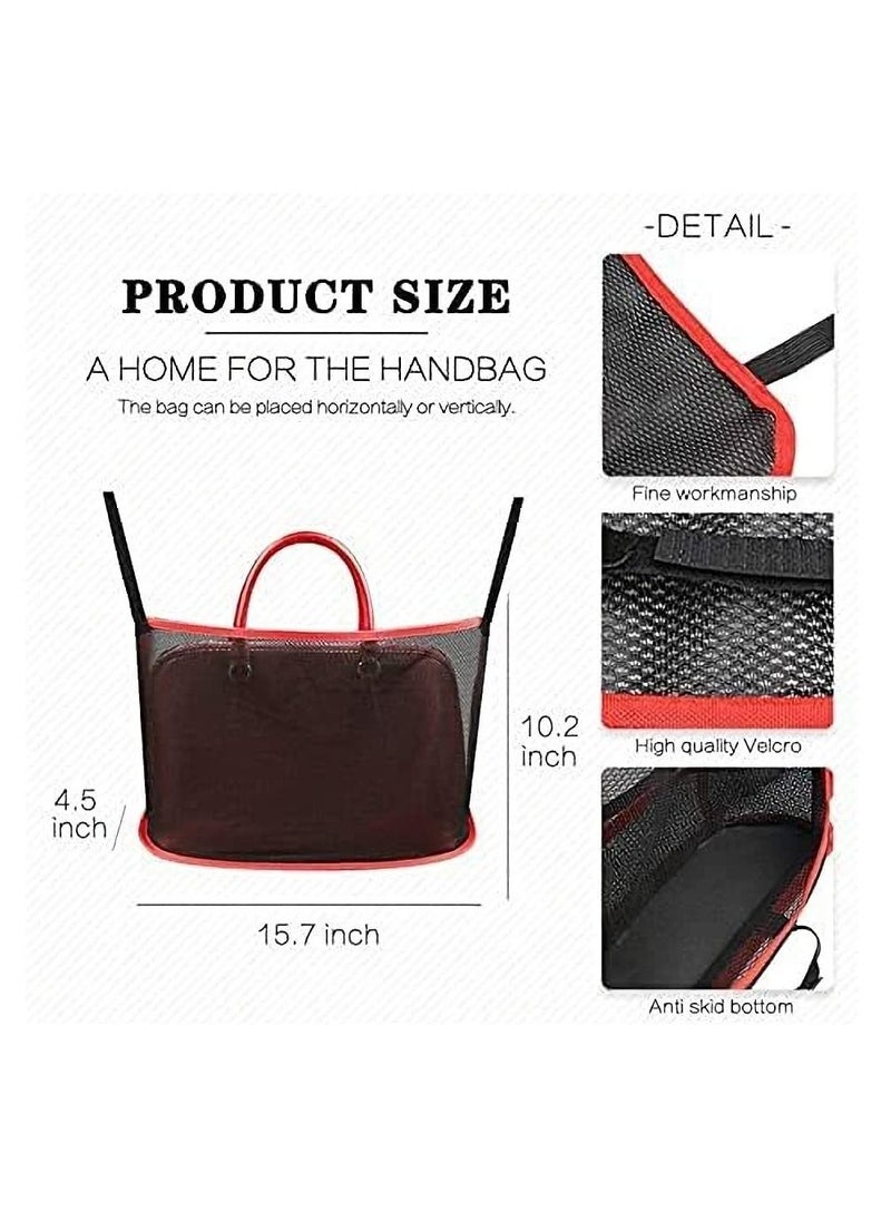 Excefore Car Net Pocket Handbag Holder Between Seats, Car Storage Netting Pouch for Purse Storage Phone Documents Pocket, Large Capacity Car Net Bag Barrier of Back Seat Pet Kids Helps To Safe Driving  - Image 5