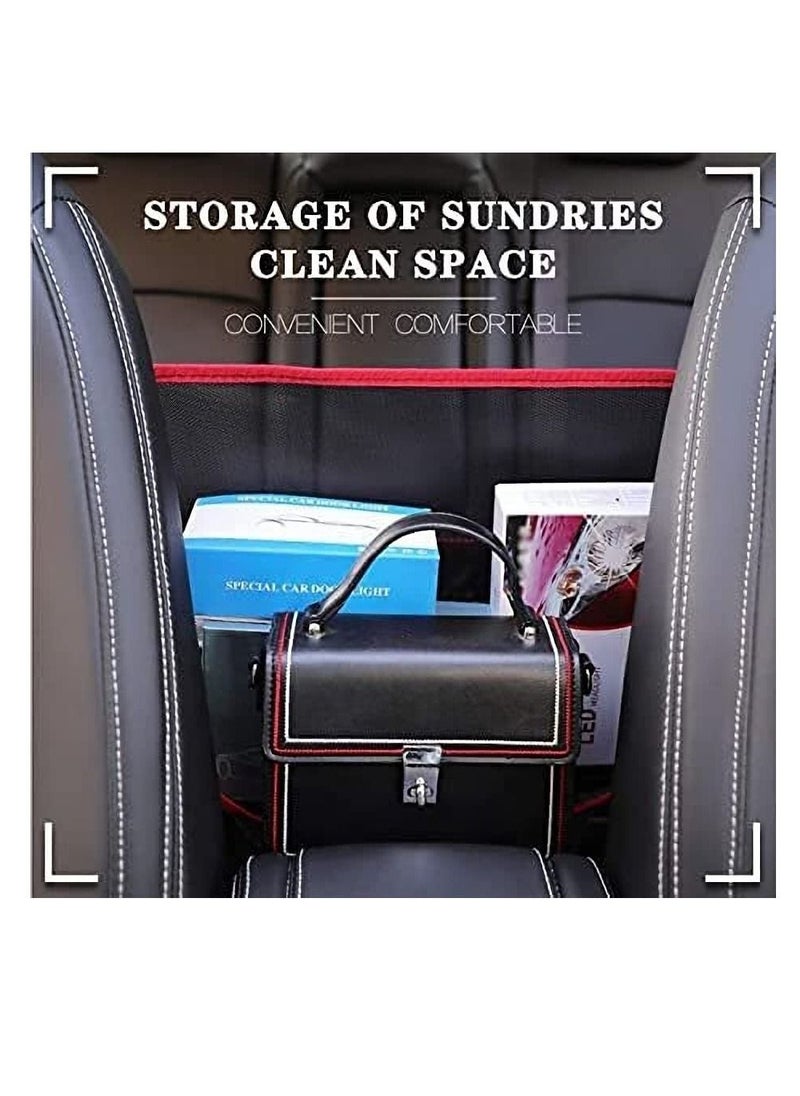 Excefore Car Net Pocket Handbag Holder Between Seats, Car Storage Netting Pouch for Purse Storage Phone Documents Pocket, Large Capacity Car Net Bag Barrier of Back Seat Pet Kids Helps To Safe Driving  - Image 2
