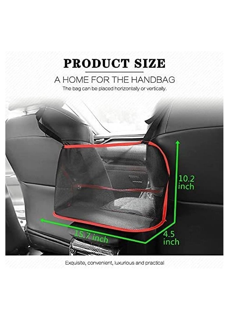 Excefore Car Net Pocket Handbag Holder Between Seats, Car Storage Netting Pouch for Purse Storage Phone Documents Pocket, Large Capacity Car Net Bag Barrier of Back Seat Pet Kids Helps To Safe Driving  - Image 4