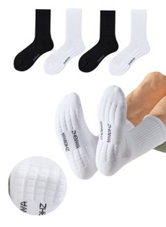 Lullaxx Lullaxx 4 Pairs Men's 100% Cotton Athletic Crew Socks: Mid - Calf, Ultra - Breathable, Superior Moisture - Wicking, Built for All - Round Sports, Reinforced Toes & Heels, Non - Slip Cuff, Ideal for Basketball, Football  - Image 1