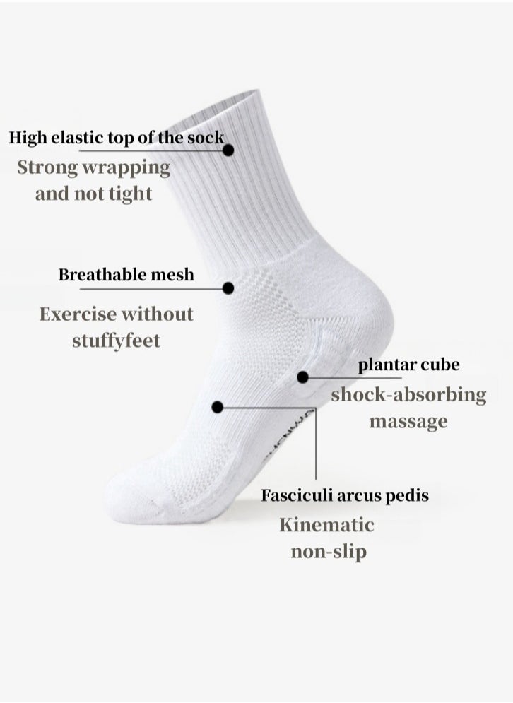 Lullaxx Lullaxx 4 Pairs Men's 100% Cotton Athletic Crew Socks: Mid - Calf, Ultra - Breathable, Superior Moisture - Wicking, Built for All - Round Sports, Reinforced Toes & Heels, Non - Slip Cuff, Ideal for Basketball, Football  - Image 4