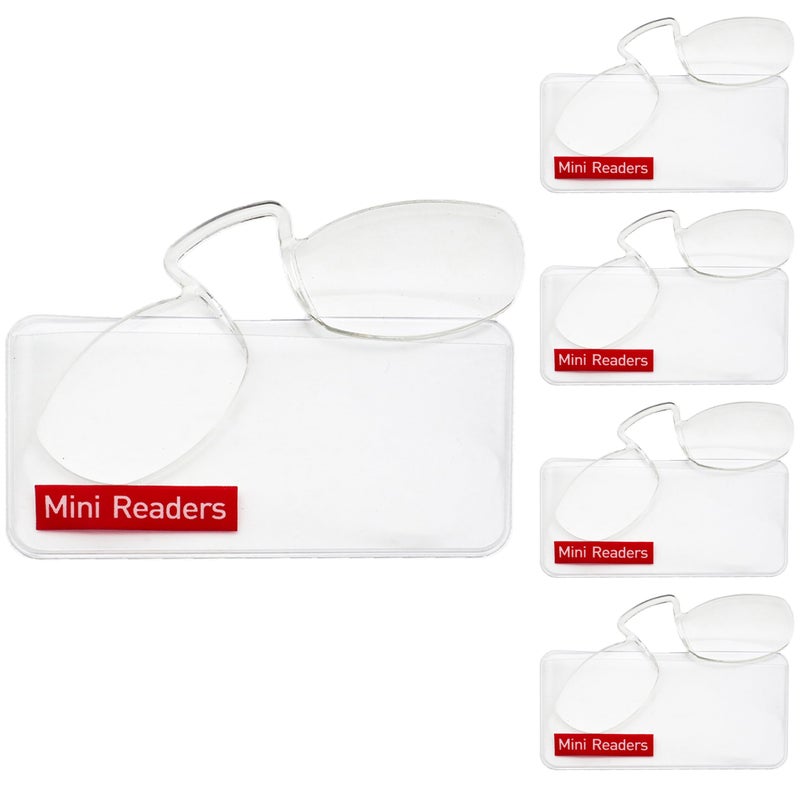 DBEFTLI Armless Thin Reading Glasses Clip on Nose Readers Mini Slim Lightweight for Men Women 5 Pack 150 - Image 3
