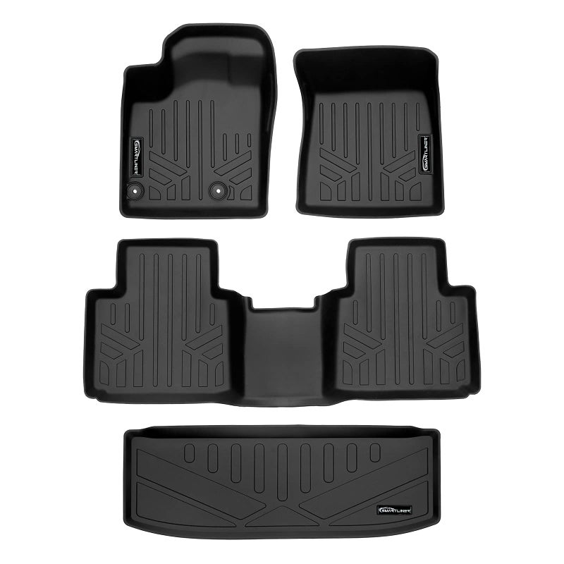 SMARTLINER Custom Fit Floor Mats 2 Rows and Cargo Liner Behind 3rd Row Set Compatible with 20222025 Mitsubishi Outlander