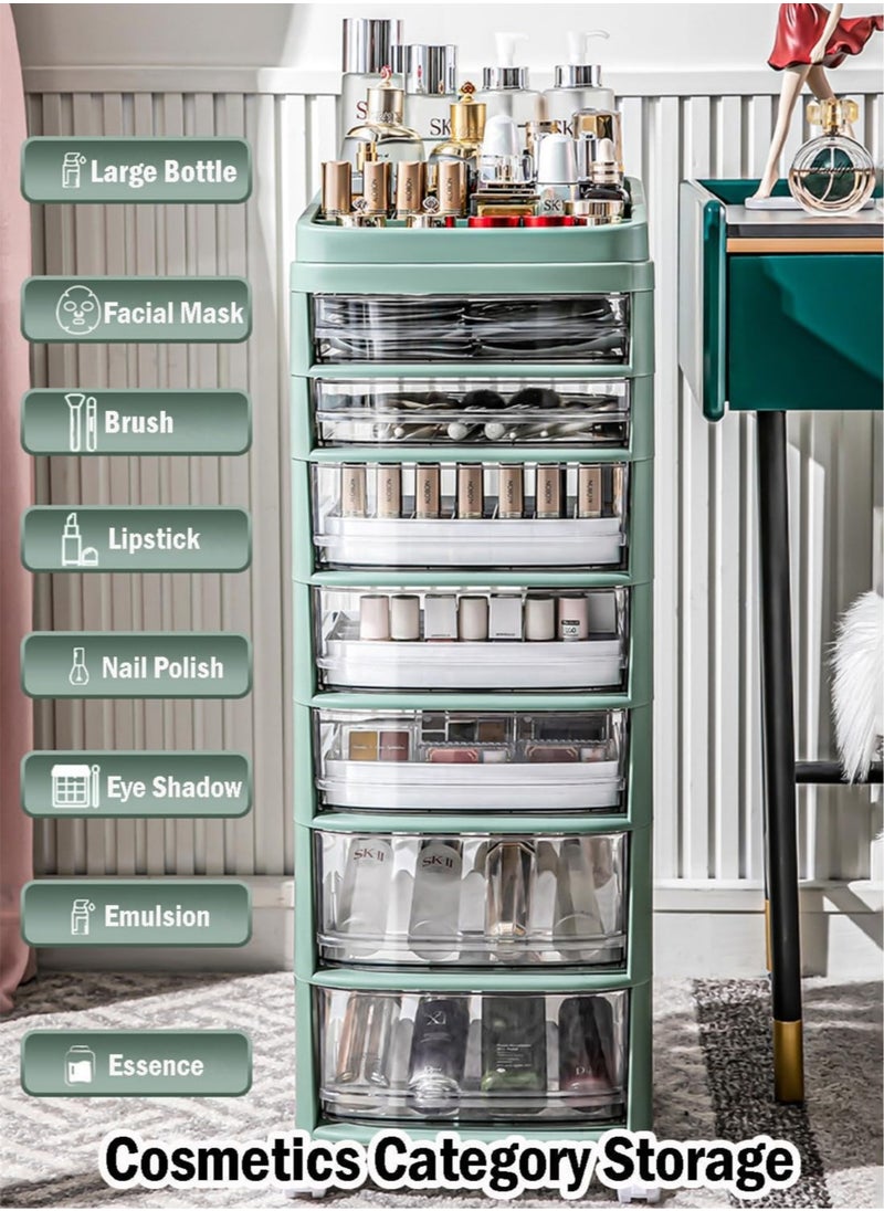 AUTOYSUR Acrylic Clear Makeup Organizer and Storage Stackable Extra Large Skin Care Cosmetic Display Case with Pulley Makeup Accessories Beauty Skincare Product Organizer (White)  - Image 3