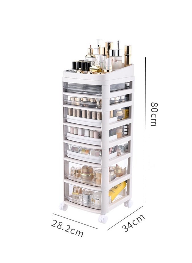 AUTOYSUR Acrylic Clear Makeup Organizer and Storage Stackable Extra Large Skin Care Cosmetic Display Case with Pulley Makeup Accessories Beauty Skincare Product Organizer (White)  - Image 5