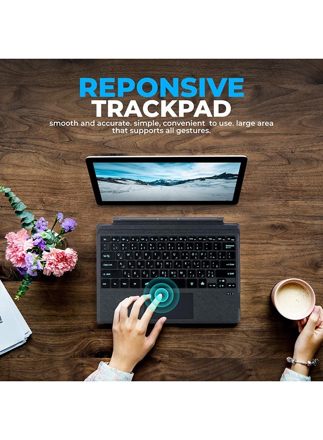 TUNKE Wireless Keyboard for Microsoft Surface Pro 7/7 Plus/6/5/4/3 (12.3"), Bluetooth 5.2 Type Cover with Touchpad, 7-Color Backlit, Dual-Language Key Printing - Image 4