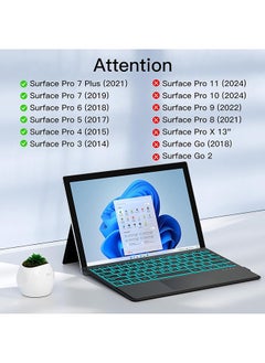 تونكي لوحة مفاتيح ماجيك لاسلكية باللغة العربية لـ Surface Pro 7/6/5/4/3 - غطاء لوحة مفاتيح بإضاءة خلفية 7 ألوان  - Image 2