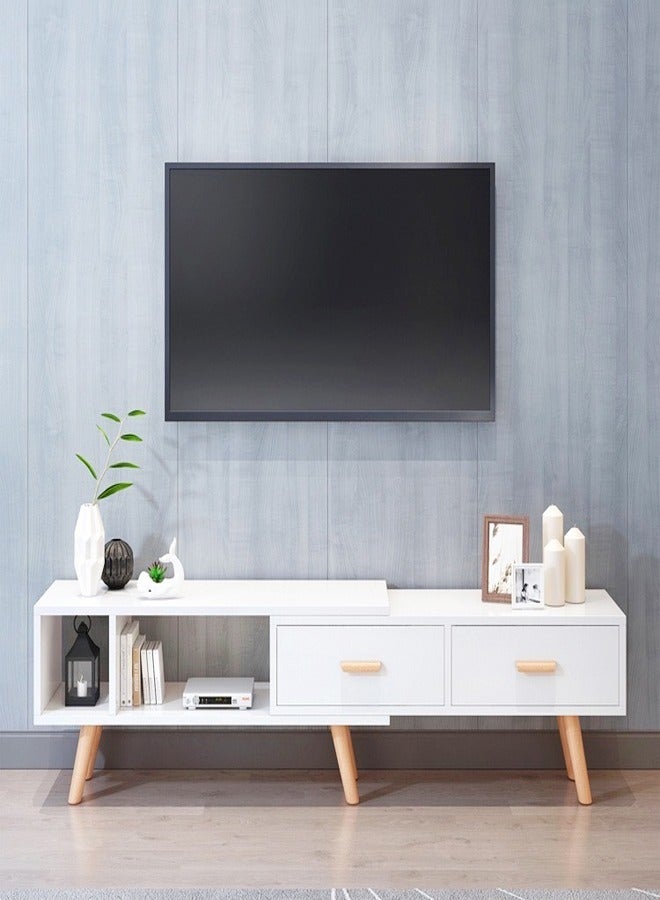 رافين تصميم حديث متطور وبسيط قابل للسحب بطول خزانة التلفزيون وأدراج تخزين رف المنزل وخزانة الأرضية الصغيرة وغرفة النوم وطاولة الشمال 15 مم أثاث خشبي سميك 198 × 30 × 40 سم - Image 1