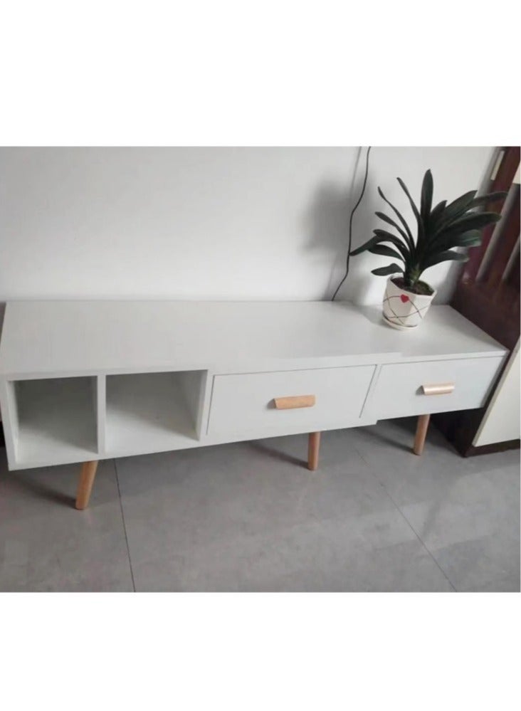 رافين تصميم حديث متطور وبسيط قابل للسحب بطول خزانة التلفزيون وأدراج تخزين رف المنزل وخزانة الأرضية الصغيرة وغرفة النوم وطاولة الشمال 15 مم أثاث خشبي سميك 198 × 30 × 40 سم - Image 3