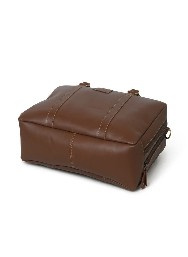 MaheTri Full Grain Handmade Buffalo Leather 16" Laptop Office Briefcase with Ajustable Strap & Laptop Sleeve (Brown) - Image 5