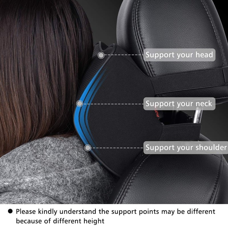 Aukee Memory Foam Car Neck Pillow Soft Leather Headrest for Driving Home Office Black (1PC) - Image 2