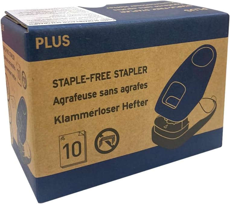 Plus Japan, Staple-Free Stapler Desktop Model Blue, 10 Sheet Capacity, 1 Piece Pack (1 x 1 Stapler) Affordable fast purchase options - Image 5