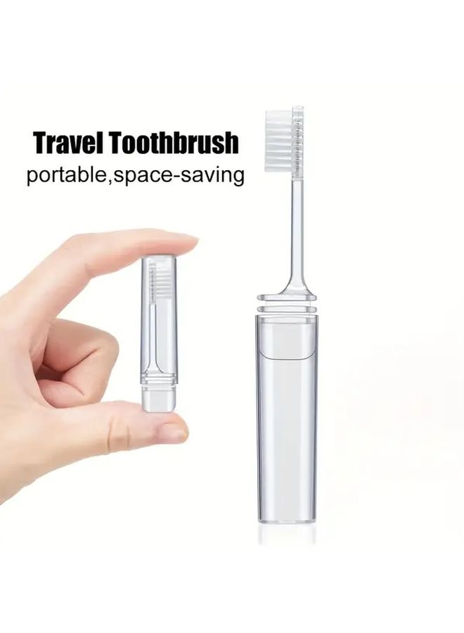 2pcs Portable Foldable Travel Toothbrush Set With Soft Transparent Cover - Image 1