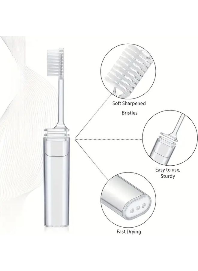 2pcs Portable Foldable Travel Toothbrush Set With Soft Transparent Cover - Image 2