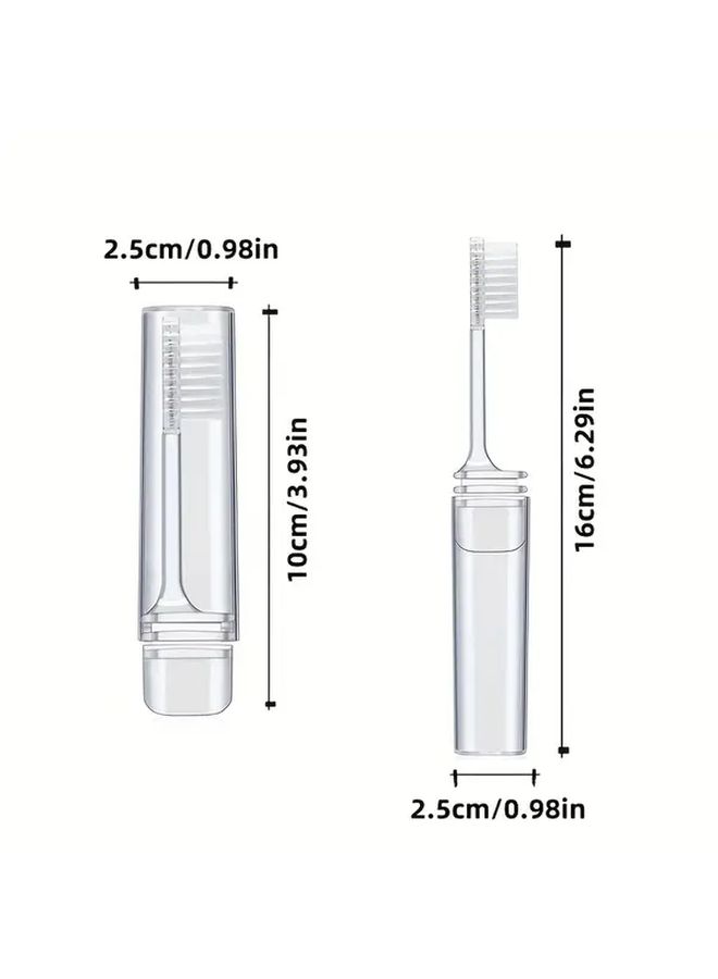 2pcs Portable Foldable Travel Toothbrush Set With Soft Transparent Cover - Image 4