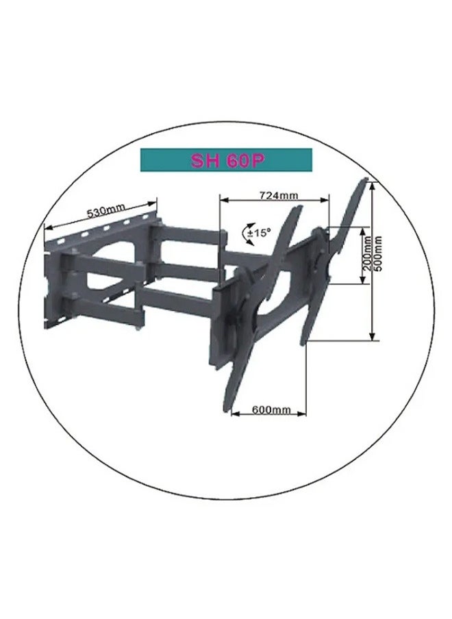 Skill Tech SH 60P Swivel TV Wall Mount Bracket for 32"-75" LED LCD Screens, VESA 600x400, Extendable Arm 120–520mm, 40kg Load Capacity – Black  - Image 3