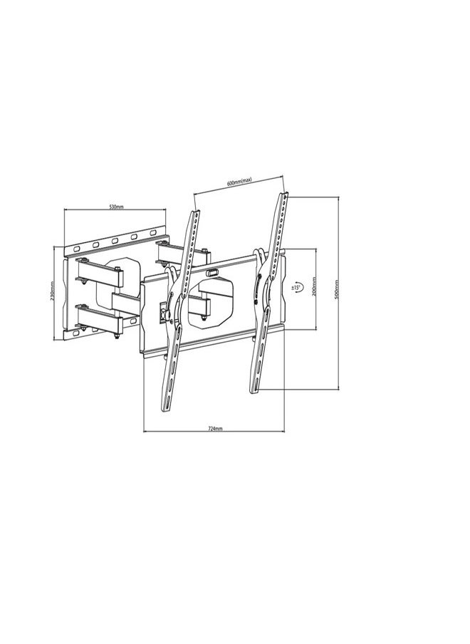 Skill Tech SH 60P Swivel TV Wall Mount Bracket for 32"-75" LED LCD Screens, VESA 600x400, Extendable Arm 120–520mm, 40kg Load Capacity – Black  - Image 2