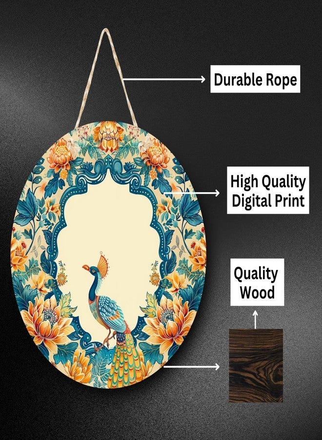 RADIQORE Decorative Pichwai Art Wooden Wall Hanging Decoration Items for Home | Bedroom | Mdf Designer Artwork for Living Room | Ideal Gift | Stylish Modern Decor Item for Hall (Set of 2) (Peacock 4) - Image 5