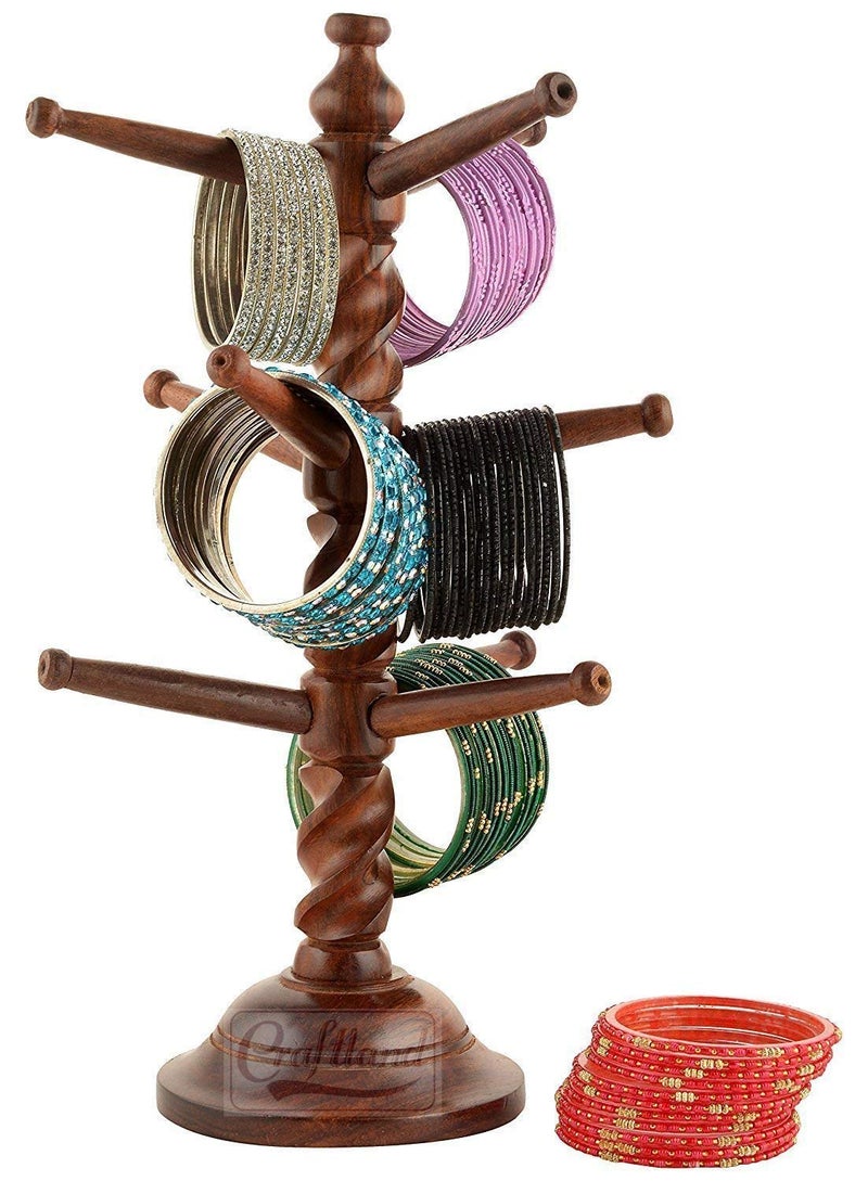 Craftland كرافتلاند حامل/منظم/حامل مجوهرات/أساور يدوي الصنع على شكل شجرة من الخشب للسيدات/الفتيات - Image 1