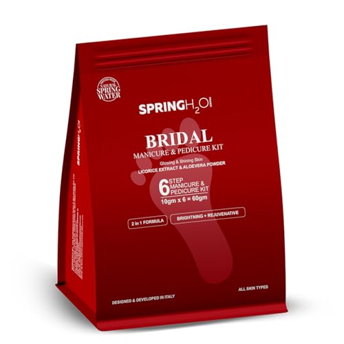 Spring H2O Bridal Manicure & Pedicure Kit 60g | 6 Step Home Spa Kit with Licorice Extract & Aloe Vera, Epsom Salt Foot Soak for Brightening, Soft Hands & Feet, Pre Wedding Salon Care, All Skin Types - Image 1